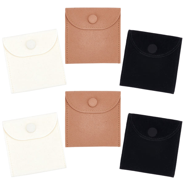 Craspire 1 Set 3 Sizes Velvet Jewelry Bags with Snap Button, 6pcs