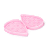 Food Grade Pendant Silicone Molds, for Earring Makings, Bakeware Tools, For DIY Cake Decoration, Chocolate, Candy Mold, Teardrop with Grid Pattern, Pink, 52x67x5mm, Hole: 2mm, Inner Diameter: 49.5x33mm