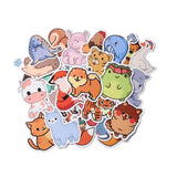Craspire Cartoon Animal Theme Paper Stickers Set, Adhesive Label Stickers, for Suitcase, Planner and Refigerator Decor, Mixed Color, 4.2~6.6x3.4~7.1x0.02cm, 100pcs/bag