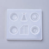 Silicone Molds, Resin Casting Molds, For UV Resin, Epoxy Resin Jewelry Making, Mixed Food Shape, White, 89x78x10mm, Inner Size: 19~24x15~23mm