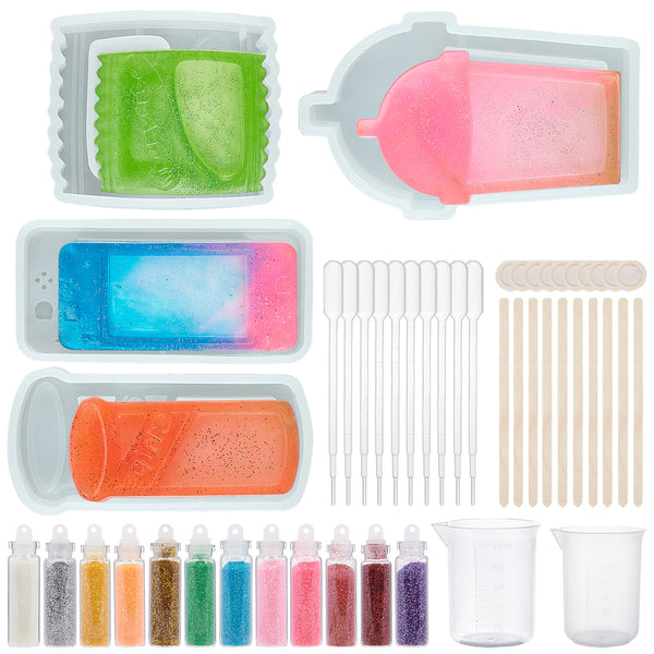 CRASPIRE DIY Doll Shaker Molds, Silicone Quicksand Molds,Resin Casting  Molds , For UV Resin, Epoxy Resin Craft Making, with Plastic Transfer  Pipettes & Measuring Cup & Spoons, Latex Finger Cots, Nail Art