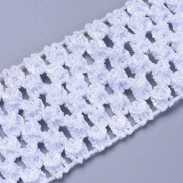 CRASPIRE 11Yard/10m White Fabric Lace Trim Stretch Elastic Double Ruffle Lace  Ribbon 1 inches/28mm Wide for Sewing, Dress Decoration and Gift Wrapping
