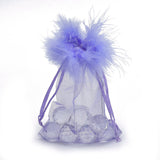 1 Bag Organza Gift Bags, with Drawstring and Feather, Jewelry Pouches Bags