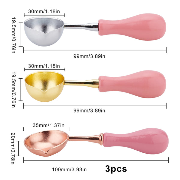 CRASPIRE 3 Pieces Pink Handle Sealing Wax Melting Spoon