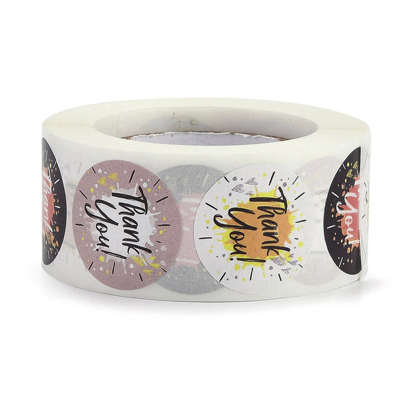 Craspire Word Thank You Self Adhesive Paper Stickers, Round Sticker La