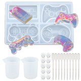 DIY Gamepad Silicone Molds, with Measuring Cup, Latex Finger Cots, Plastic Transfer Pipettes, White, 99x61.5x10mm, Inner Diameter: 20~27x38~41.5mm