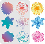 Layered Flowers Pattern Drawing Painting Stencils (11.6x8.3inch) Lilien/Hibiscus/Chrysanthemum Decoration Drawing Stencils for Painting on Wood, Floor, Wall and Fabric