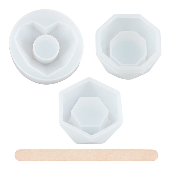 CRASPIRE Cup Mat Silicone Molds Sets, Resin Casting Molds, For UV Resin, Epoxy  Resin Craft Making, with Birch Wooden Craft Ice Cream Sticks, Latex Finger  Cots, Silicone Stirring Bowl, White, 7.1~9x9~10.4x9~10.3x0.9~4.1cm, 8pcs/set