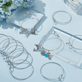 CRASPIRE 12Pcs Bracelet Bangle Open Blank Wire Bangle Charm Bracelet Silver 304 Stainless Steel Buckle Hook Clasp Adjustable Bangles for Jewelry Making Supplies Bracelets DIY Crafts Women Beginne