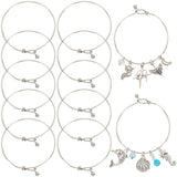 CRASPIRE 12Pcs Bracelet Bangle Open Blank Wire Bangle Charm Bracelet Silver 304 Stainless Steel Buckle Hook Clasp Adjustable Bangles for Jewelry Making Supplies Bracelets DIY Crafts Women Beginne