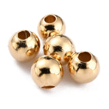 CRASPIRE Brass Spacer Beads, Long-Lasting Plated, Round, Real 24K Gold Plated, 3.5mm, Hole: 1.4mm