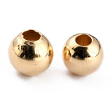 CRASPIRE Brass Spacer Beads, Long-Lasting Plated, Round, Real 24K Gold Plated, 3.5mm, Hole: 1.4mm
