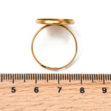 CRASPIRE 304 Stainless Steel Adjustable Ring Components, Round Finger Ring Settings, Ion Plating(IP), Real 18K Gold Plated, Tray: 16mm, 18mm, Inner Diameter: 19mm