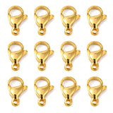 CRASPIRE 304 Stainless Steel Lobster Claw Clasps, Parrot Trigger Clasps, Manual Polishing, Real 24K Gold Plated, 13x8x4mm, Hole: 1.5mm