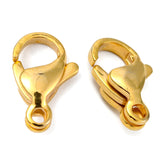 CRASPIRE 304 Stainless Steel Lobster Claw Clasps, Parrot Trigger Clasps, Manual Polishing, Real 24K Gold Plated, 13x8x4mm, Hole: 1.5mm