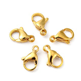 CRASPIRE 304 Stainless Steel Lobster Claw Clasps, Parrot Trigger Clasps, Manual Polishing, Real 24K Gold Plated, 13x8x4mm, Hole: 1.5mm