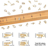 CRASPIRE Brass Micro Pave Grade AAA Cubic Zirconia Charms for jewelry, Alphabet, Letter A~Z, Real 18K Gold Plated, 26pcs/box