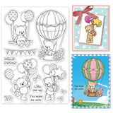 Craspire Balloon, Bear, Hot Air Balloon Stamps Silicone Stamp Seal for Card Making Decoration and DIY Scrapbooking