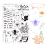 Craspire PVC Plastic Stamps, for DIY Scrapbooking, Photo Album Decorative, Cards Making, Stamp Sheets, Bees Pattern, 16x11x0.3cm