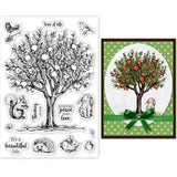 Craspire Fruit Tree, Pomegranate Tree, Pine Tree, Rabbit, Bird Clear Silicone Stamp Seal for Card Making Decoration and DIY Scrapbooking