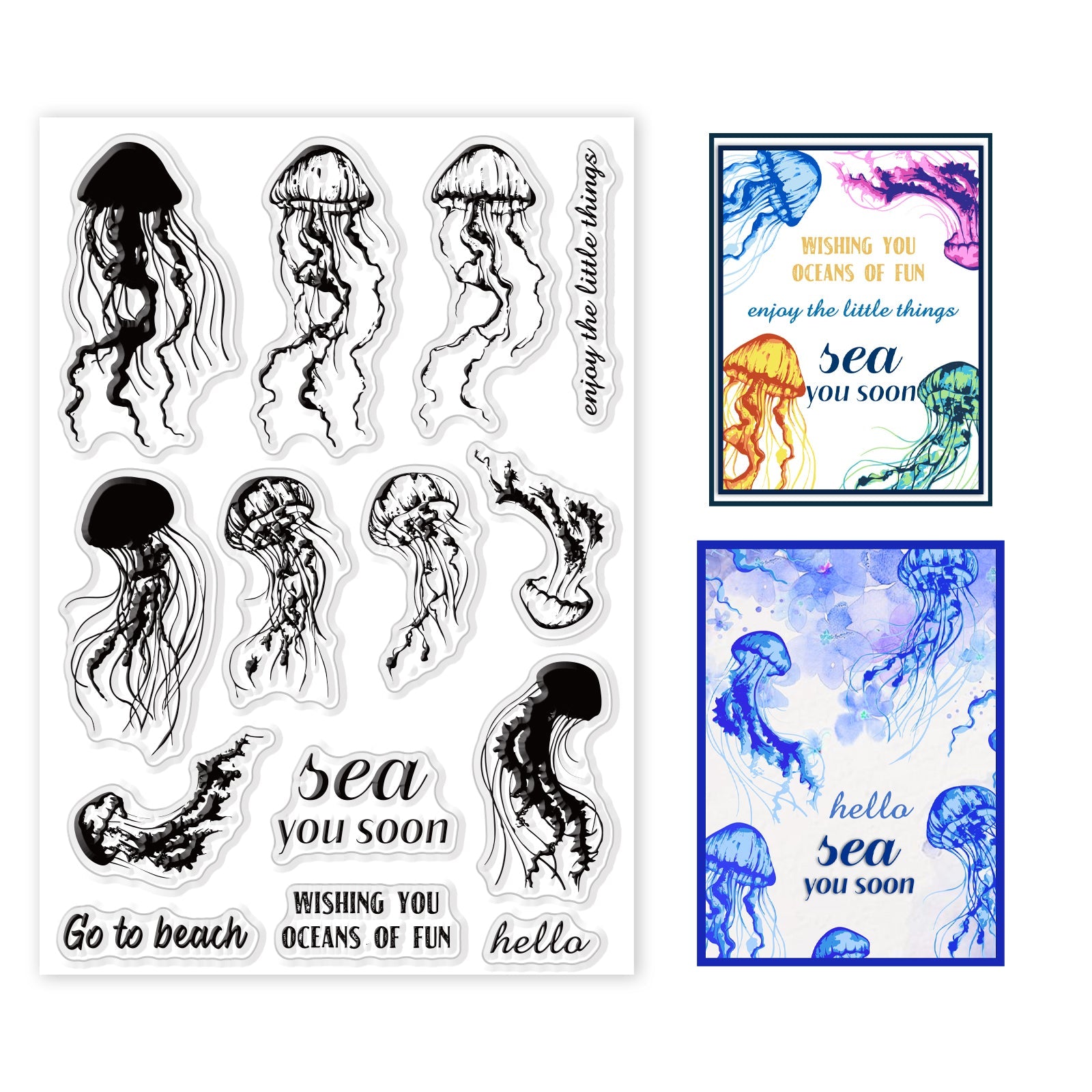 Ocean World Jellyfish Clear Stamps Silicone Stamp Cards for Card Making  Decoration and DIY Scrapbooking 