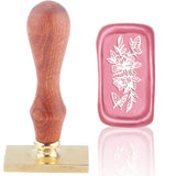 Flower Butterfly Wood Handle Rectangle Wax Seal Stamp