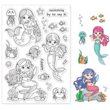 Craspire Mermaid, Summer, Ocean, Coral, Crab, Seashell, Seaweed Clear Silicone Stamp Seal for Card Making Decoration and DIY Scrapbooking