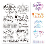 CRASPIRE Happy Birthday to You, It's Time to Celebrate, It's My Birthday, Blessings, Make a Wish Clear Silicone Stamp Seal for Card Making Decoration and DIY Scrapbooking