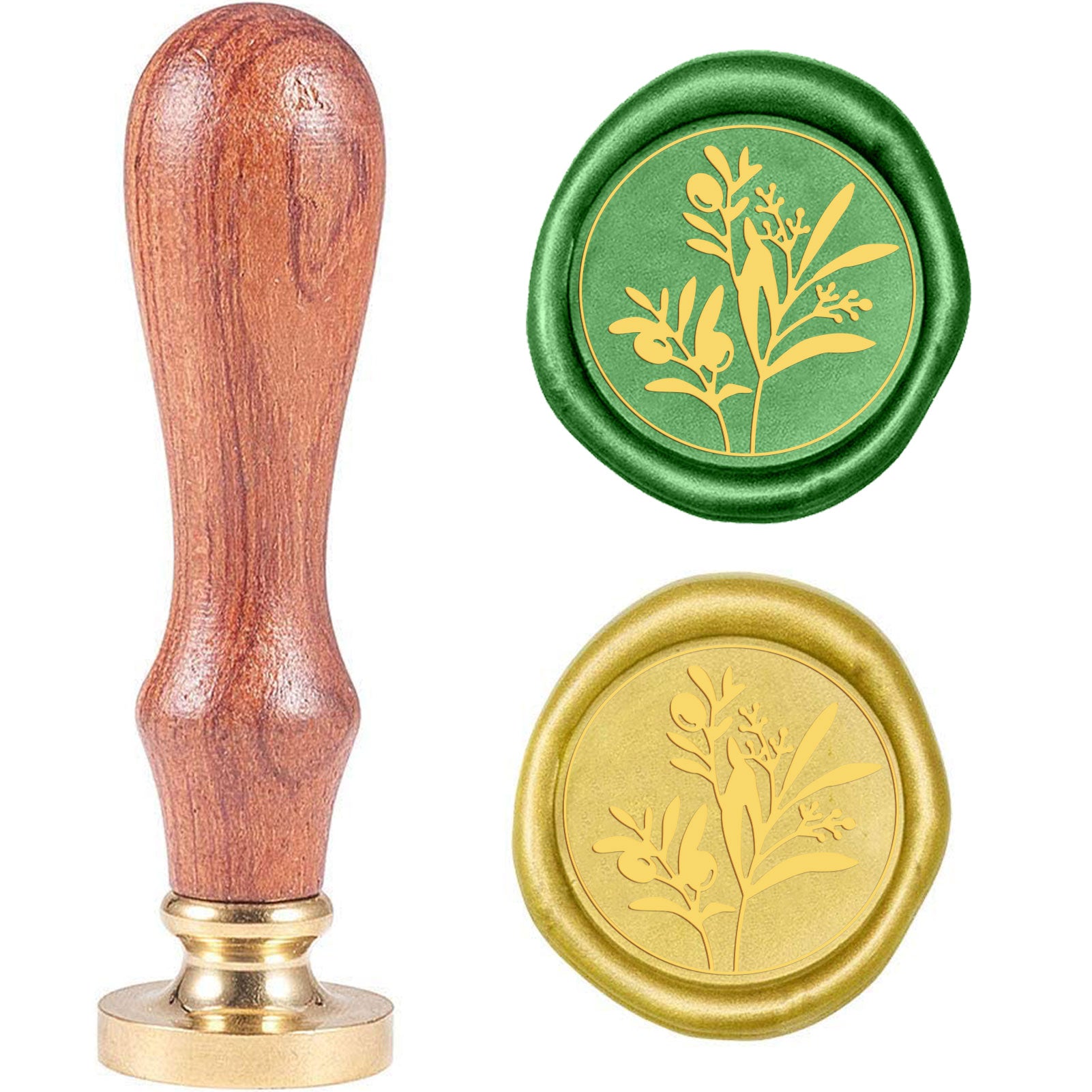 Olive Branch Wood Handle Wax Seal Stamp