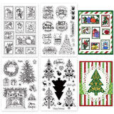 CRASPIRE Christmas Tree, Christmas Greetings, Christmas Fireplace, Folk Art Clear Silicone Stamp Seal for Card Making Decoration and DIY Scrapbooking