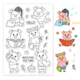 Craspire Cute Pig, Read, Sleep, Dance, Garden, Flower, Love Clear Silicone Stamp Seal for Card Making Decoration and DIY Scrapbooking