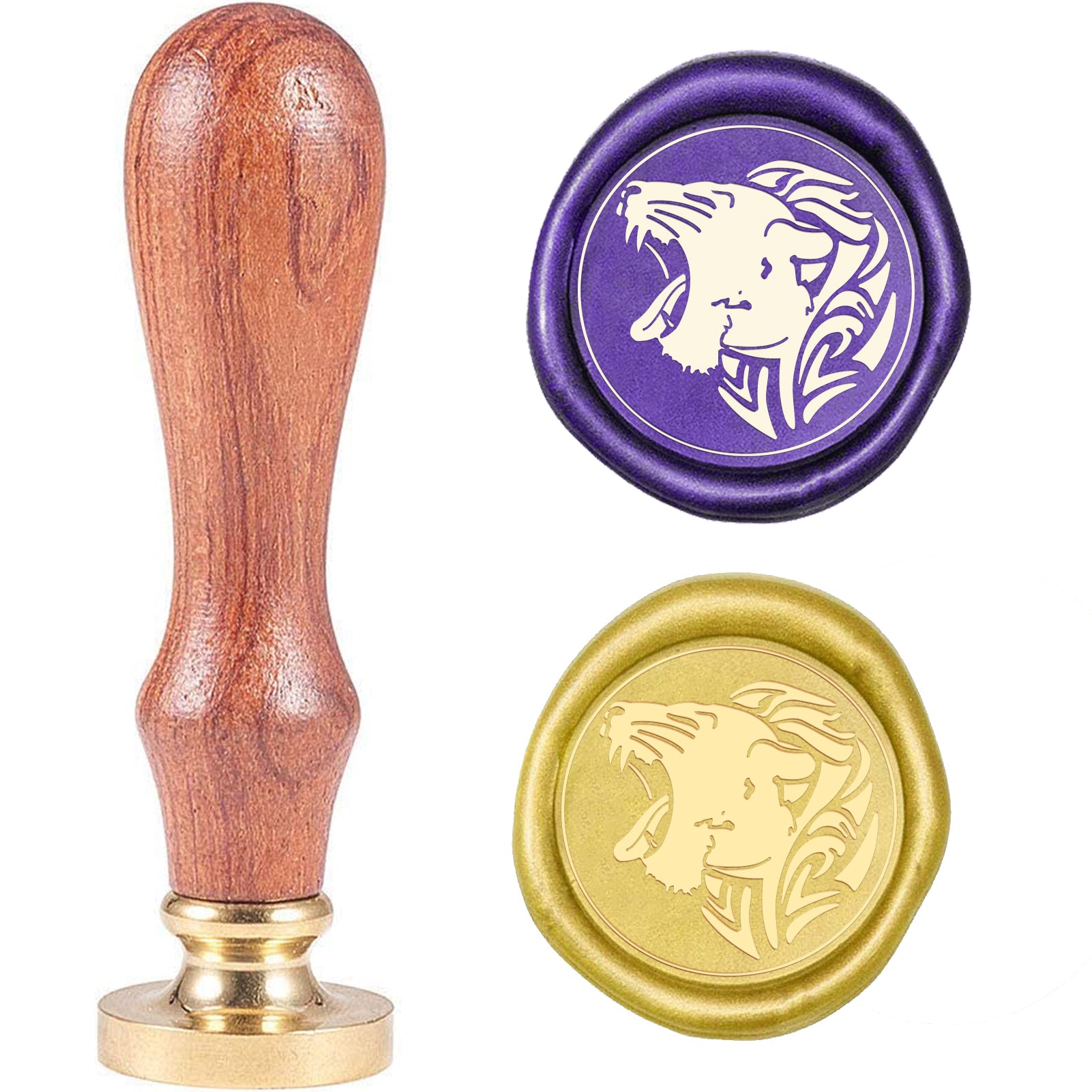 Lion Head-4 Wood Handle Wax Seal Stamp