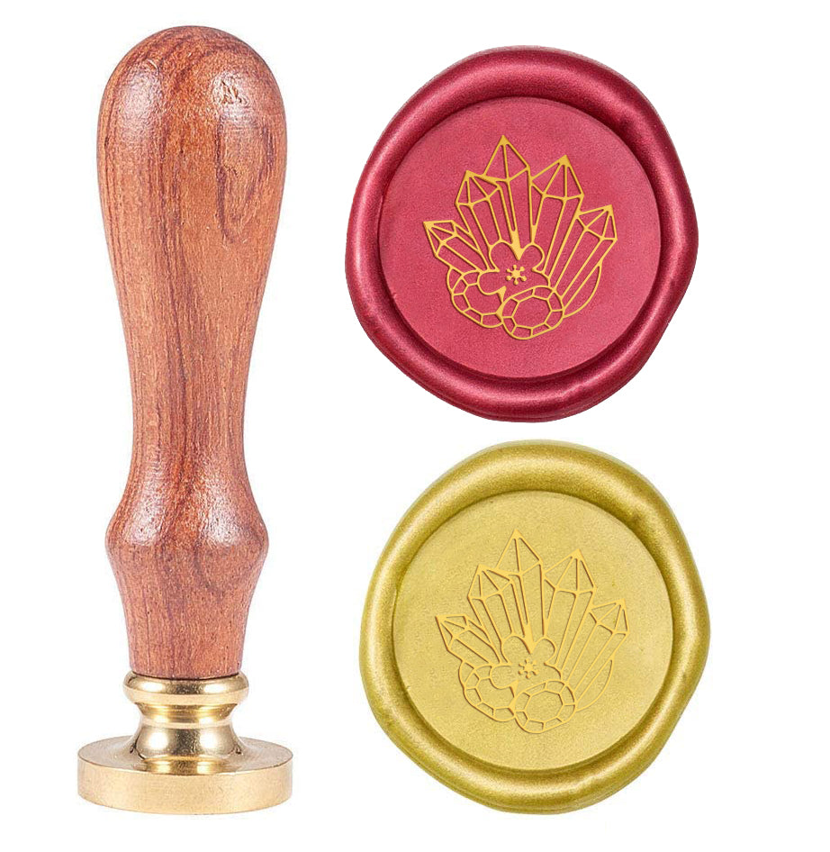 Crystal and Flower Wood Handle Wax Seal Stamp