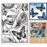 Craspire Vintage Patchwork, Butterfly Clear Silicone Stamp Seal for Card Making Decoration and DIY Scrapbooking