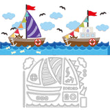 CRASPIRE Combination of Sailboats, Flags, Waves, Seagulls, Fish, Clouds Carbon Steel Cutting Dies Stencils, for DIY Scrapbooking/Photo Album, Decorative Embossing DIY Paper Card