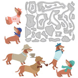 CRASPIRE Dachshund, Cute Puppy, Dog in Clothes, Hat, Scarf, Skirt, Bow Tie, Necklace Carbon Steel Cutting Dies Stencils, for DIY Scrapbooking/Photo Album, Decorative Embossing DIY Paper Card