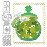 CRASPIRE Clover Jar, St Patrick's Day Carbon Steel Cutting Dies Stencils, for DIY Scrapbooking/Photo Album, Decorative Embossing DIY Paper Card