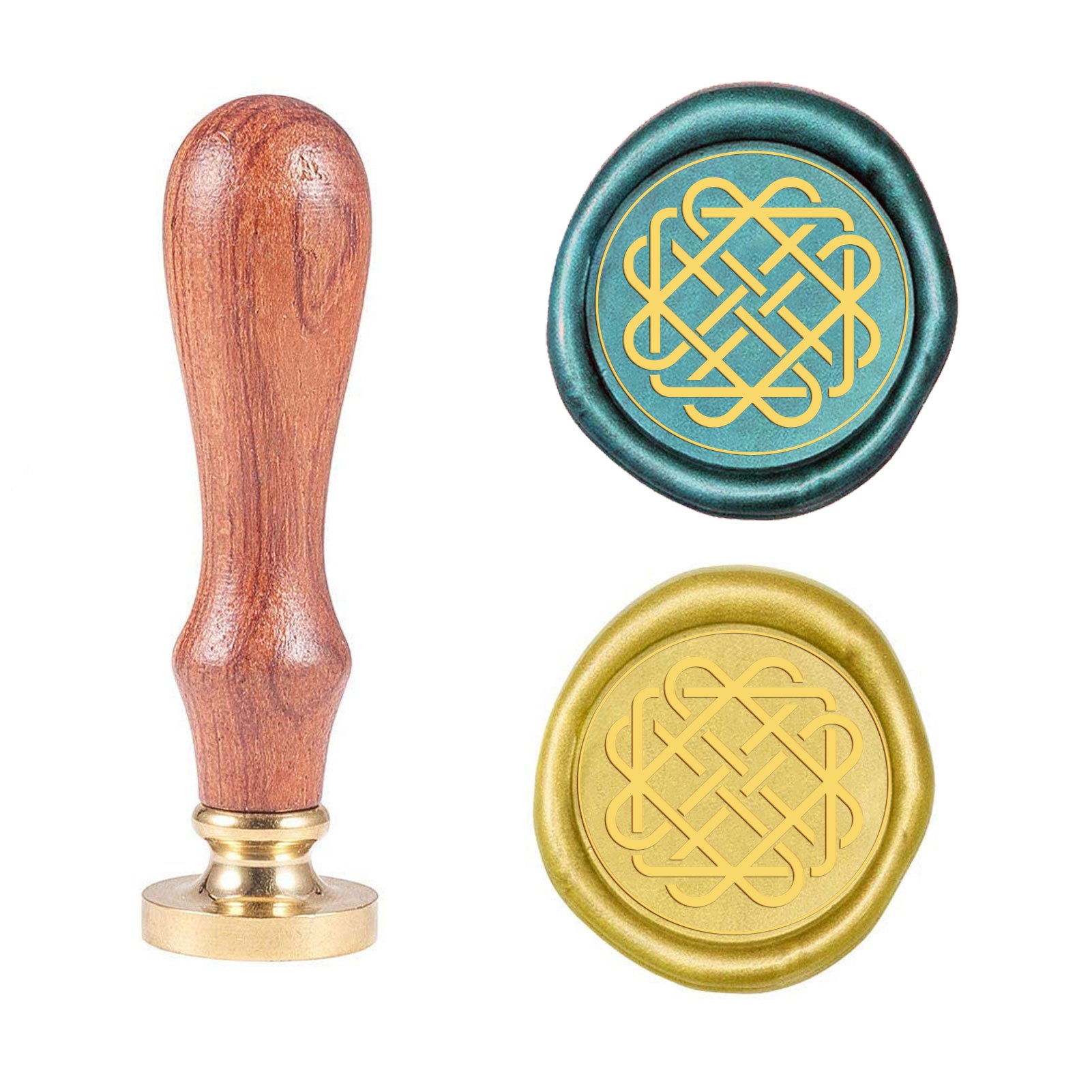 Geometric Chinese Knot Wood Handle Wax Seal Stamp