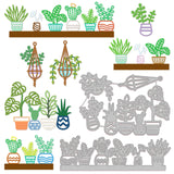 CRASPIRE Potted Plants, Corners, Hanging Baskets Carbon Steel Cutting Dies Stencils, for DIY Scrapbooking/Photo Album, Decorative Embossing DIY Paper Card