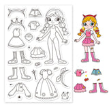 Craspire Girl, Clothes, Dress Up, Cartoon Clear Silicone Stamp Seal for Card Making Decoration and DIY Scrapbooking