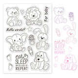 Craspire Clear Stamps Silicone Stamp Seal for Card Making Decoration and DIY Scrapbooking, Including Doll, Bear, Lion, Elephant, Rabbit, Dog, Baby