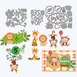 CRASPIRE Monkey, Lion, Giraffe, Flowers, Leaves, Butterflies, Balloons, Numbers Carbon Steel Cutting Dies Stencils, for DIY Scrapbooking/Photo Album, Decorative Embossing DIY Paper Card