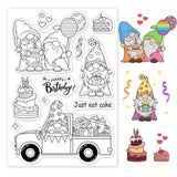 Craspire Birthday, Gnome, Elf, Party, Cake, Gift, Balloon Clear Silicone Stamp Seal for Card Making Decoration and DIY Scrapbooking
