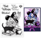 Craspire Witch, Black Cat Clear Stamps Silicone Stamp Seal for Card Making Decoration and DIY Scrapbooking