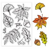 Craspire Autumn, Fallen Leaves, Maple Leaves, Acorns, Hello Clear Silicone Stamp Seal for Card Making Decoration and DIY Scrapbooking