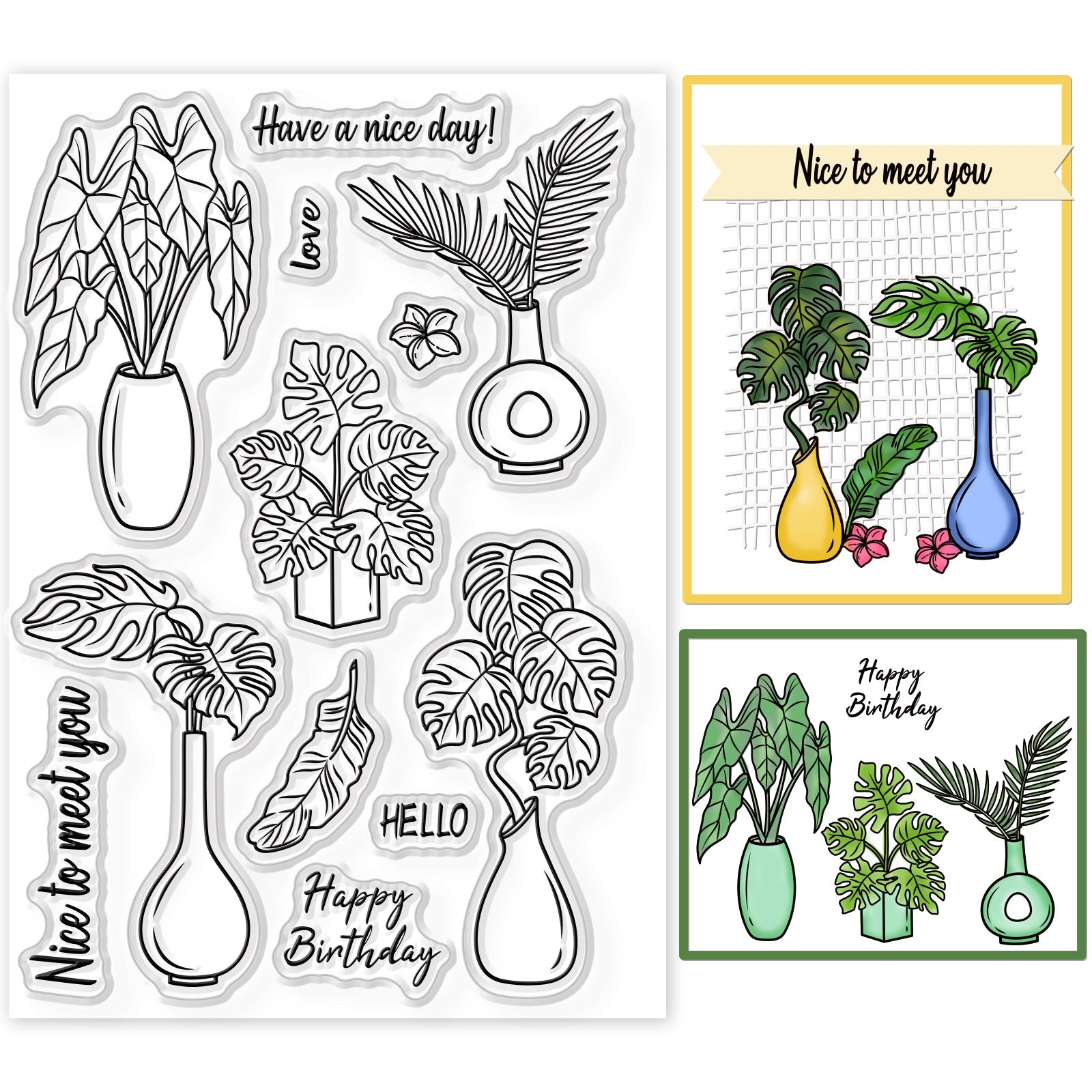 Craspire Flower Leaves Clear Stamps Silicone Stamp Cards Daisy