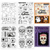 Craspire Halloween, Ghost, Sugar Skull, Halloween, Scarecrow, Pumpkin Stamp Clear Silicone Stamp Seal for Card Making Decoration and DIY Scrapbooking