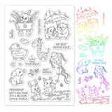 Craspire Friendship Animal Cat Guinea Pig Sheep Deer Elephant Rabbit Fox Bird Clear Silicone Stamp Seal for Card Making Decoration and DIY Scrapbooking