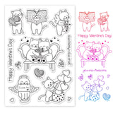 Craspire Love Cats, Angel Cats, Cupid Cats, Couple Cats, Cats, Valentine's Day, Confession, Anniversaries, Yarn Balls, Balloons, Bow, Love Clear Silicone Stamp Seal for Card Making Decoration and DIY Scrapbooking