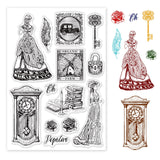 Craspire Vintage, Lady, Clock, Rose, Book, Feather, Key, Lock Clear Stamps Silicone Stamp Seal for Card Making Decoration and DIY Scrapbooking